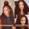 BOGO Sunber Pre-Cut Lace Reddish Brown Curly Quick & Easy Installation Glueless Wigs - 22 / 13*4 Pre Everything / No Baby Hair