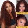 BOGO Sunber Pre-Cut Lace Reddish Brown Curly Quick & Easy Installation Glueless Wigs - 22 / 13*4 Pre Everything / No Baby Hair