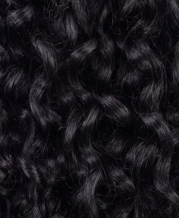 curly (3A curls) clip-in extensions #1 jet black. - 24" / Invisible / Extra Volume