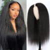 0 Off Sunber Kinky Straight V Part Wigs No Leave Out Yaki Straight Human Hair Wig - 24 / U Part-150%