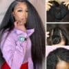 0 Off Sunber Kinky Straight V Part Wigs No Leave Out Yaki Straight Human Hair Wig - 24 / U Part-150%