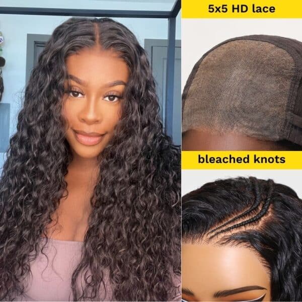 Extra 70% OFF | Sunber Wet And Wavy Curly Hair Lace Wig Real Human Hair Lace Frontal Wig - 7*5 Bye Bye Knots / With Baby Hair / 18