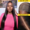 Sunber Yaki Straight Glueless Pre-cut 7x5 Bye Bye Knots Lace Closure Wig With Bleach Knots - 5x5 HD Pre-Cut Lace-180% / 18