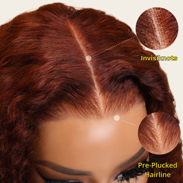 Extra 50% OFF | Sunber Reddish Brown Jerry Curly 7×5 Bye Bye Knots Lace Front Wig Real Human Hair - 13x4 Pre-Everything-No Baby Hair / 22