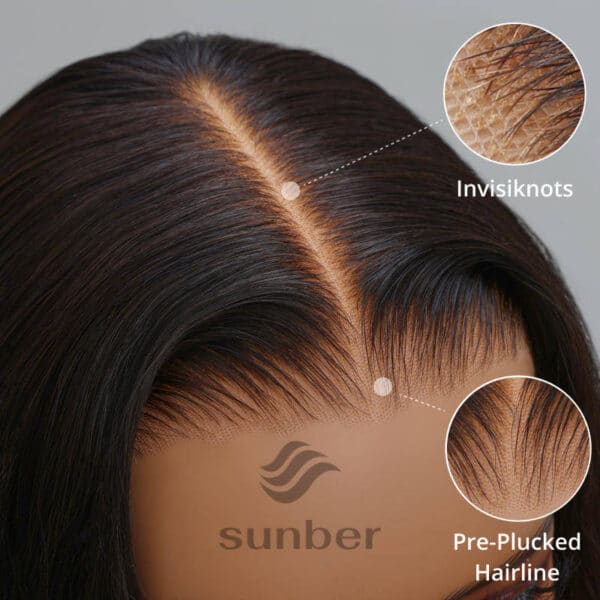 BOGO Sunber Water Wave 7*5 Pre-Cut Lace Glueless Wig Grab And Go Human Hair Wigs Natural Black Color - 16 / 7x5 Bye Bye Knots / No Baby Hair
