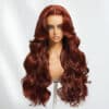 Sunber Body Wave Put on and Go Reddish Brown 7x5 Bye Bye Knots Pre-Cut Lace Human Hair Wigs With Pre-Plucked - 22 / 7*5 Bye Bye Knots / No Baby Hair