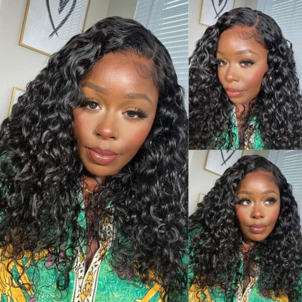 BOGO Sunber Water Wave 7*5 Pre-Cut Lace Glueless Wig Grab And Go Human Hair Wigs Natural Black Color - 16 / 7x5 Bye Bye Knots / No Baby Hair