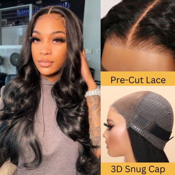 Sunber 6x4.75/ 7x5 Pre-Cut Lace Wear & Go Wigs Body Wave Pre-Plucked Hairline Beginner Friendly - 22 / 13*4 Pre-Cut Lace Frontal / Bleached Knots
