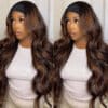 Flash Sale Sunber Balayage Highlight Dark Roots Body Wave Wear And Go Glueless Headband Wigs - 16 / 180%