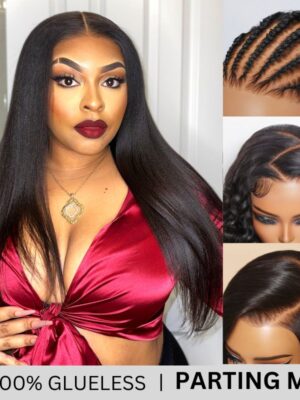 Sunber Yaki Straight Glueless Pre-cut 7x5 Bye Bye Knots Lace Closure Wig With Bleach Knots - 20 / Kinky Edge 13x6 Pre Everything