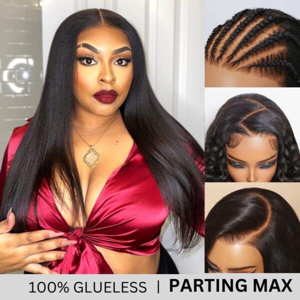 Sunber Yaki Straight Glueless Pre-cut 7x5 Bye Bye Knots Lace Closure Wig With Bleach Knots - 20 / Kinky Edge 13x6 Pre Everything