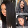 0 Off Sunber Kinky Straight V Part Wigs No Leave Out Yaki Straight Human Hair Wig - 24 / U Part-150%