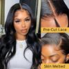 Sunber 6x4.75/ 7x5 Pre-Cut Lace Wear & Go Wigs Body Wave Pre-Plucked Hairline Beginner Friendly - 22 / 13*4 Pre-Cut Lace Frontal / Bleached Knots