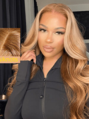 Extra 70% OFF| Sunber Body Wave Honey Blonde Highlights 7x5 Pre-Cut Lace Closure Human Hair Wig - 22 / 13x4 Pre Everything