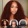 BOGO Sunber Pre-Cut Lace Reddish Brown Curly Quick & Easy Installation Glueless Wigs - 22 / 13*4 Pre Everything / No Baby Hair