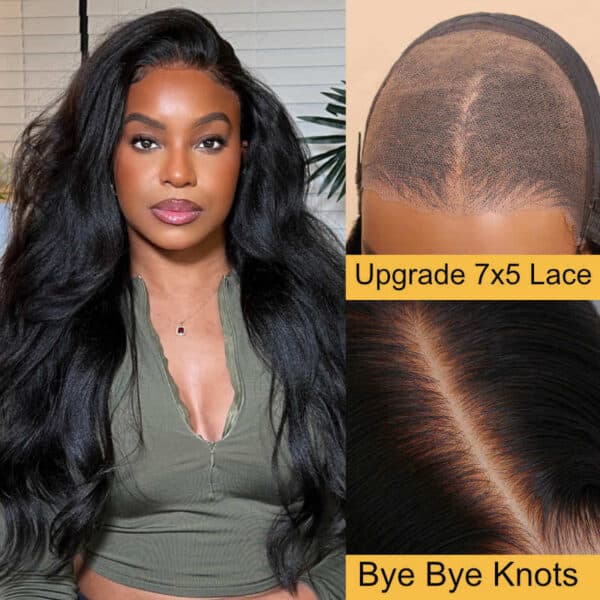 Sunber Yaki Straight 7x5 Bye Bye Knots Lace Grab And Go Closure Wig With Bleach Knots - 14 / 7x5 Bye Bye Knots