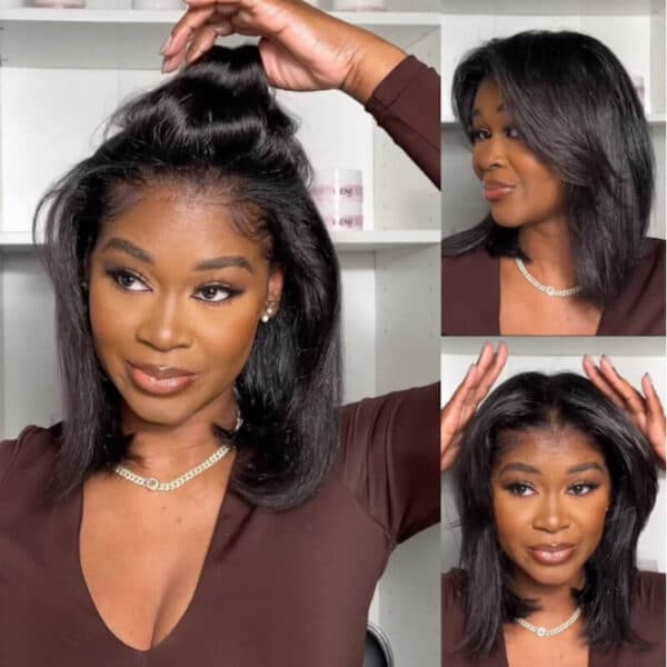 Extra 70% Off |Sunber Hair Blunt Cut Straight Bob Wig Lace Part and 7*5 Precut lace Human Hair Wig - 10 / 7*5 Pre-cut Lace
