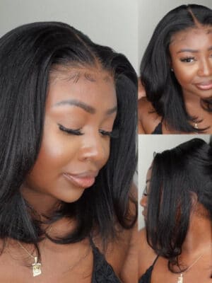 Extra 70% Off |Sunber Hair Blunt Cut Straight Bob Wig Lace Part and 7*5 Precut lace Human Hair Wig - 14 / 13*4 Pre-everything Lace Frontal