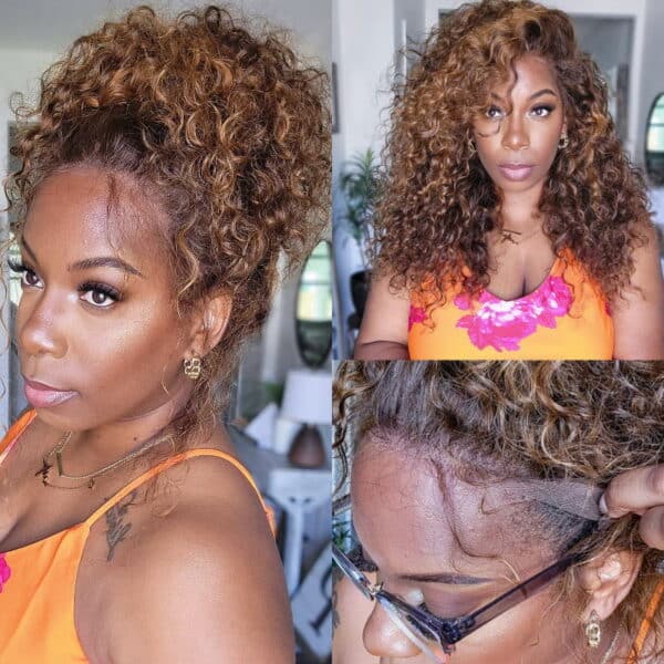 Sunber 0 Off Piano Brown Highlight Water Wave 13*4 Lace Frontal Wigs - 26 /  13*4 Pre-Everything