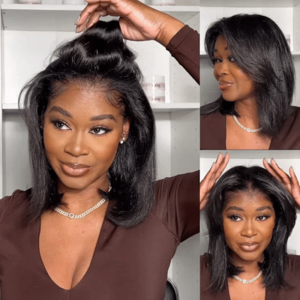 Sunber 0 Off Blunt Cut Bob Pre-Cut Lace Wigs 7x5 Lace Closure Human Hair Wig Pre-plucked - 20 / 13*4 Pre Everything / Yaki Straight