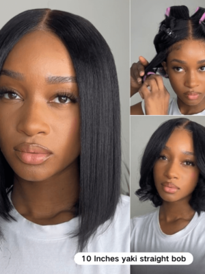 Extra 70% OFF | Sunber Blunt Cut Short Bob Pre-Cut Lace Wig Human hair - 12 / 7*5 Pre-Cut Lace / Yaki Straight