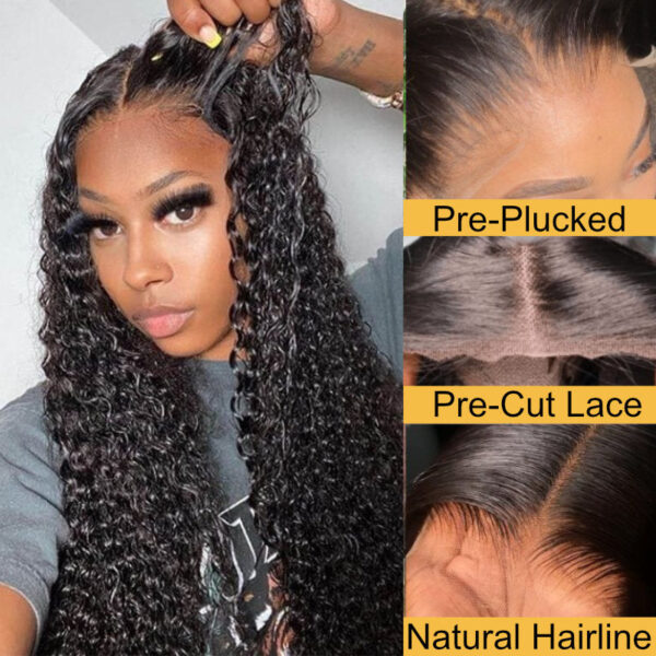 Sunber 5x5 Pre Cut Undetectable HD Lace Wigs Jerry Curly Human Hair Glueless Wear And Go Wigs - 18 / 7x5 Bye Bye Knots-180% Density / Bleached Knots