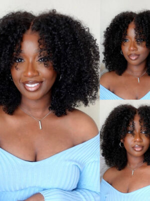 Extra 70% Off |Sunber 4C Kinky Edge Kinky Curly Human Hair Lace Wigs 7x5 Bye Bye Knots - 13×4 Lace Front / 18