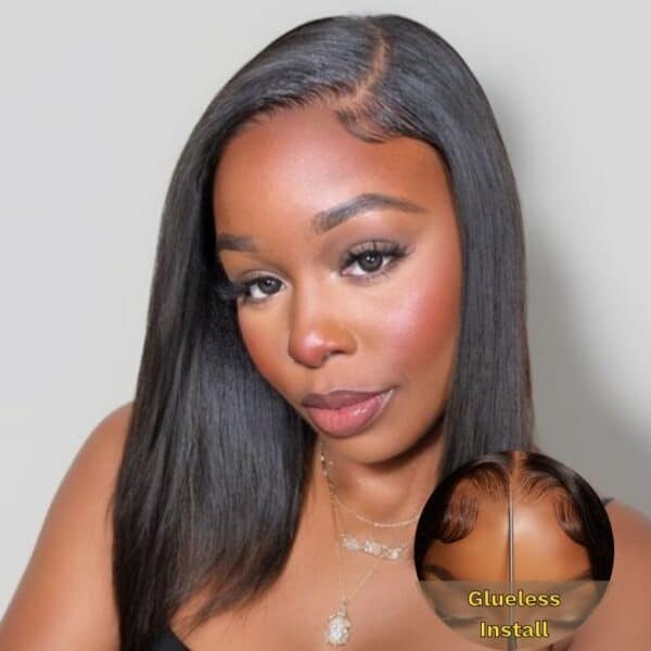 Extra 70% Off |Sunber Hair Blunt Cut Straight Bob Wig Lace Part and 7*5 Precut lace Human Hair Wig - 14 / 7*5 Pre-cut Lace
