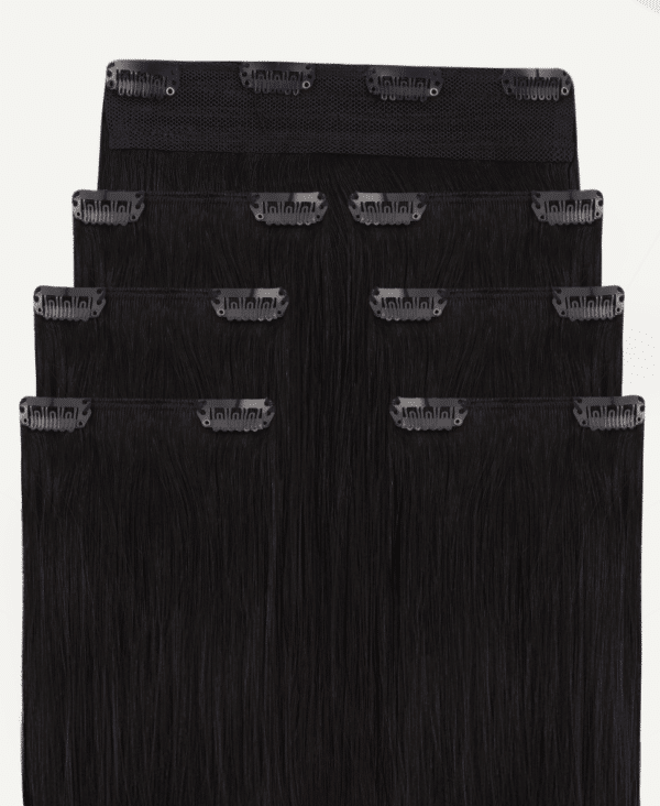 clip-in hair extensions #1b natural black. - 16" / Extra Volume