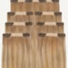 invisible clip-in hair extensions #14-613 blonde highlights. - 16" / Classic