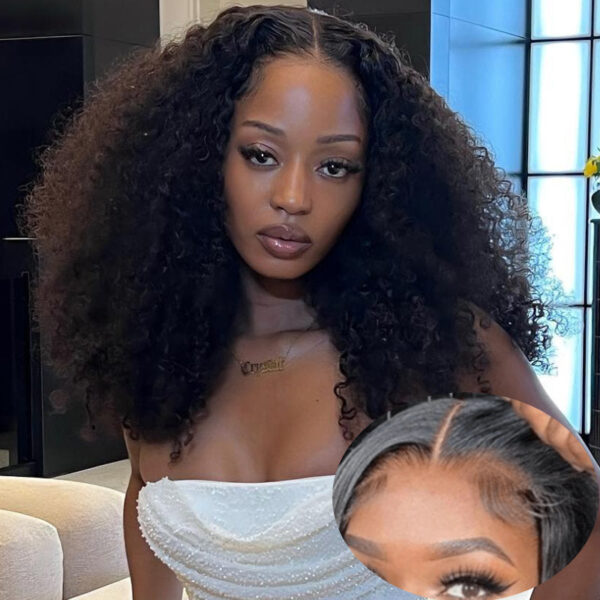 Sunber 5x5 Pre Cut Undetectable HD Lace Wigs Jerry Curly Human Hair Glueless Wear And Go Wigs - 18 / 7x5 Bye Bye Knots-180% Density / Bleached Knots
