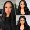 0 Off Sunber Kinky Straight V Part Wigs No Leave Out Yaki Straight Human Hair Wig - 24 / U Part-150%