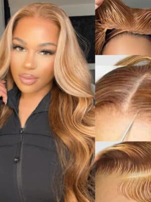 Extra 70% OFF| Sunber Body Wave Honey Blonde Highlights 6x4.75 Pre-Cut Lace Closure Human Hair Wig - 24 /  7x5 Bye Bye Knots-180% Density