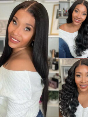 Sunber Yaki Straight Glueless Pre-cut 7x5 Bye Bye Knots Lace Closure Wig With Bleach Knots - 22 / 13*4 Pre-Everything-150%