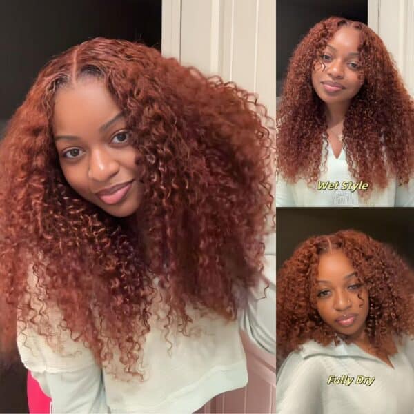 Extra 70% OFF | Sunber Reddish Brown Jerry Curly 7×5 Bye Bye Knots Lace Front Wig Real Human Hair - 18 / 7×5 Bye Bye Knots