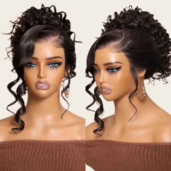Sunber Water Wave 13x4 Pre Everything Lace Frontal Glueless Pre Cut Put On And Go Human Hair Short Bob Wig Flash Sale - 7x5 Bye Bye Knots / 24