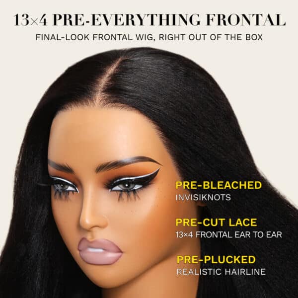 Extra 70% OFF | Sunber 4C Kinky Straight Lace Wig 13X4 Lace Front Human Hair Wigs With Baby Hair - 22 (Free Gifts Value ) / Kinky Edge 13*4 Lace Fr