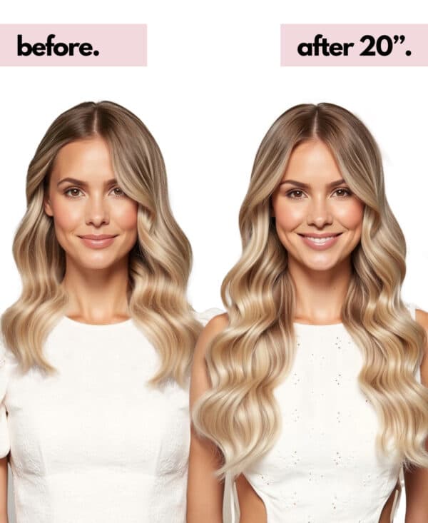 invisible clip-in hair extensions #14-613 blonde highlights. - 16" / Classic