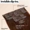 invisible clip-in hair extensions #14-613 blonde highlights. - 16" / Classic