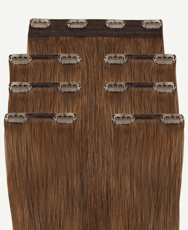invisible clip-in hair extensions #6 light brown. - 14" / Classic