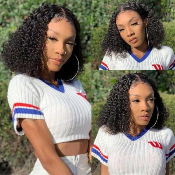 Sunber Water Wave 13x4 Pre Everything Lace Frontal Glueless Pre Cut Put On And Go Human Hair Short Bob Wig Flash Sale - 7x5 Bye Bye Knots / 24