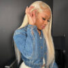 #613 Blonde Straight 180% Density Closure Lace Wig Human Hair Wig - 4x4 Lace / No / 20