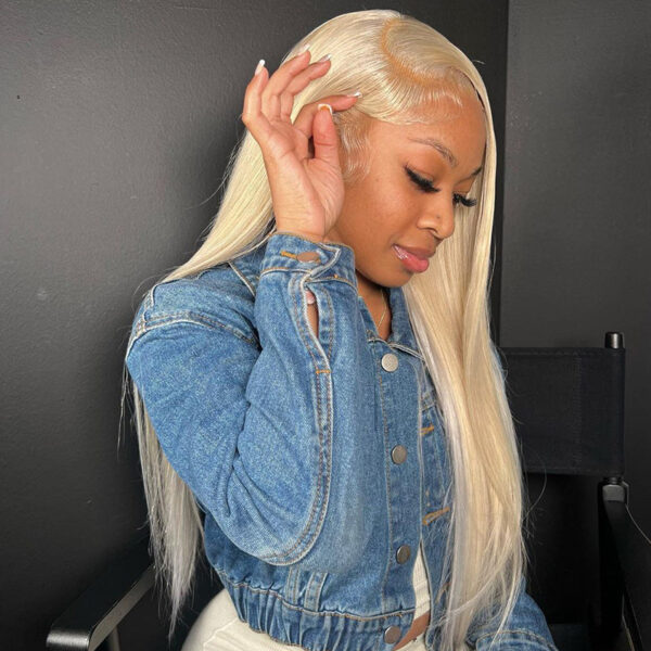 #613 Blonde Straight 180% Density Closure Lace Wig Human Hair Wig - 4x4 Lace / No / 20