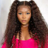 Chestnut Brown Curly Wig Pre Plucked Closure HD Lace Front Wigs 150% Density - 13x6 Lace / Yes（+） / 32inch