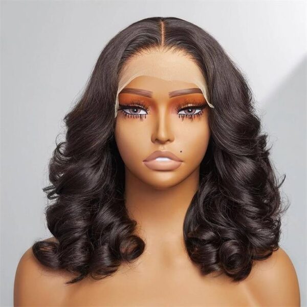 Short Glueless Body Wave Bob Wig 4x4/13x4 Lace Front Human Hair With Breathable Cap - 5x5 Lace / Black Highlight / 12inch