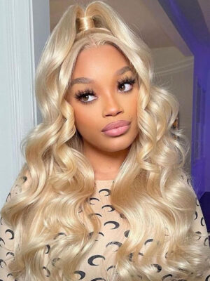 Blonde #613 Wig Body Wave Wig HD Lace Front Wigs Human Hair Wig - 4x4 Lace / Yes（+） / 18inch