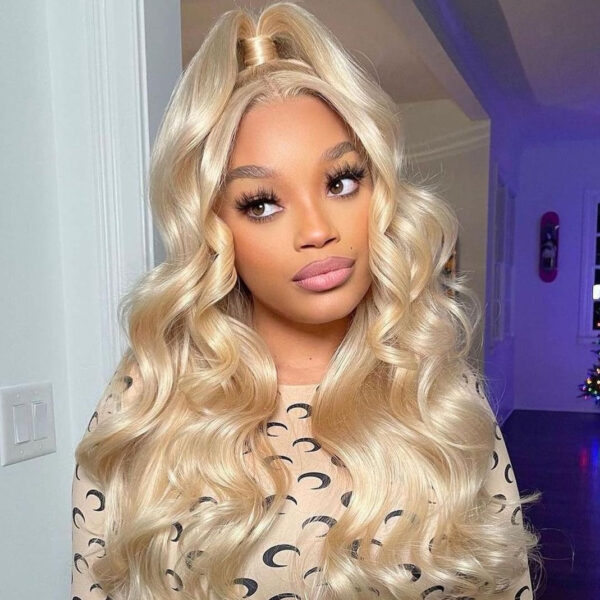 Blonde #613 Wig Body Wave Wig HD Lace Front Wigs Human Hair Wig - 4x4 Lace / Yes（+） / 22inch