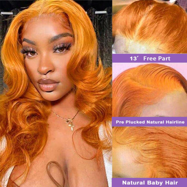Glueless Wig Ginger Color Wig 13x4 Lace Body Wave Human Hair 180% Density Wig - 5x5 Lace / 180% / 14 inch