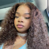 Chestnut Brown Curly Wig HD Lace Front Wigs 180% Density Human Hair Wigs - 4x4 Lace / Yes(+.00) / 14 inch