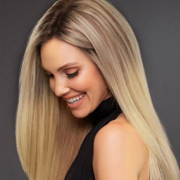 Sunber Ombre Blonde Straight 13 By 4 Lace Front Human Hair Wigs With Dark Roots - 20
